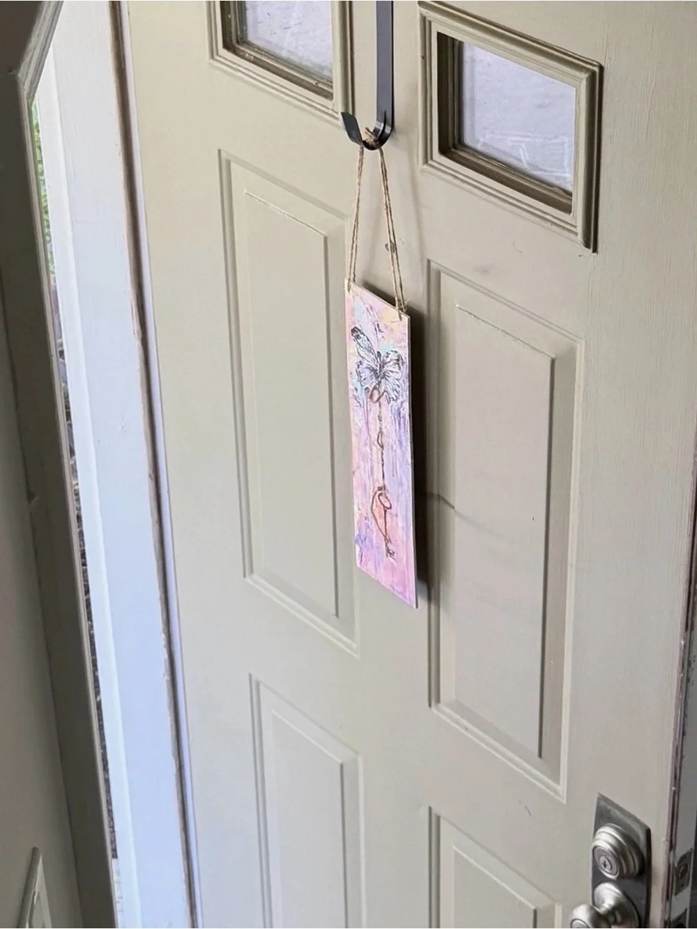 Hand-Painted Butterfly Key Wall Art - Pink & Purple - Door Decor